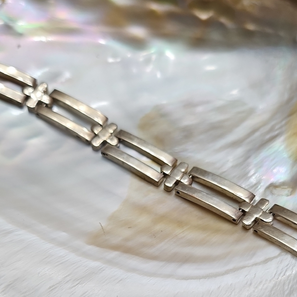 Silver Geometric Link Bracelet